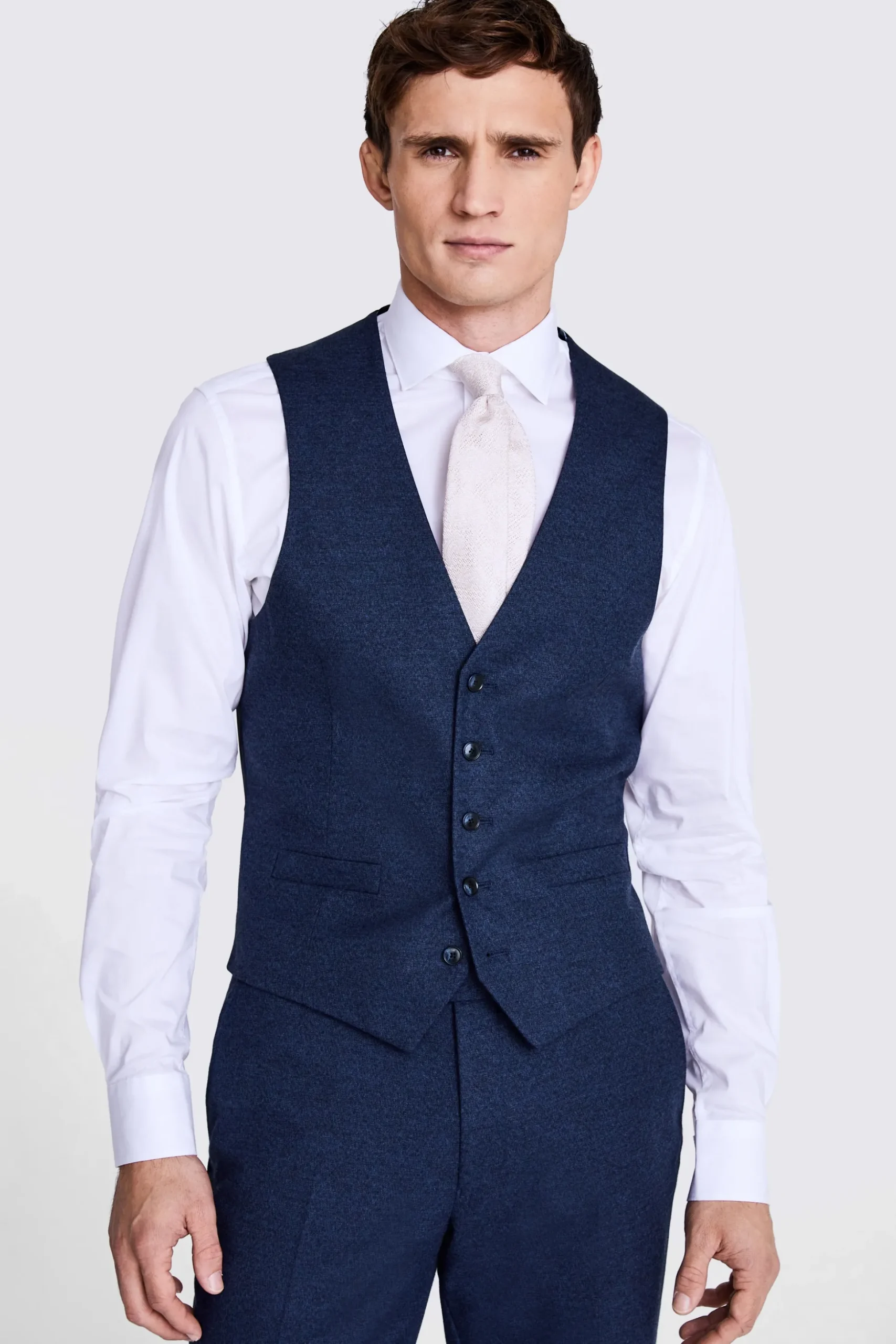 Tailored Fit Blue Flannel Waistcoat