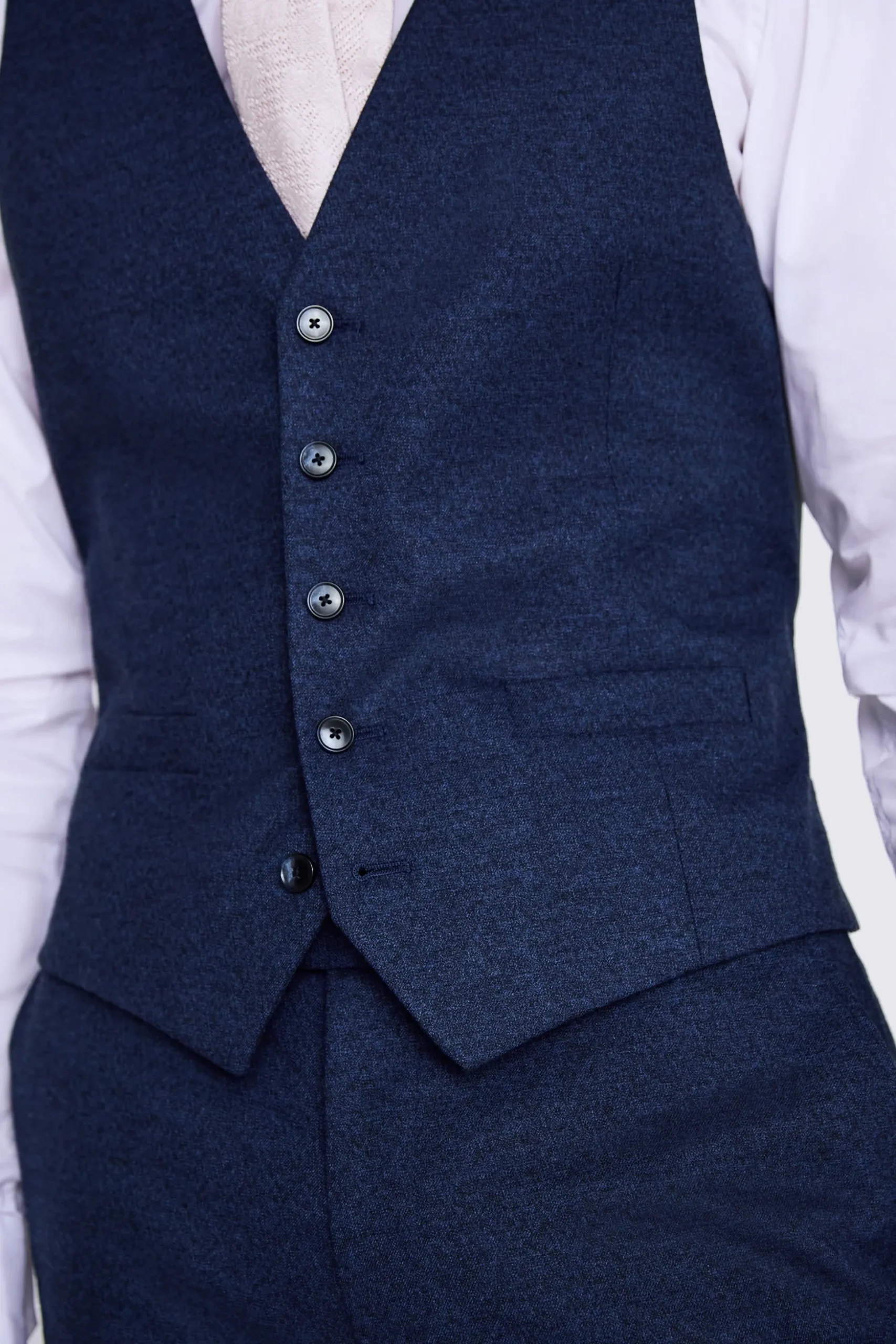 Tailored Fit Blue Flannel Waistcoat