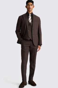 Tailored Fit Brown Matte Linen Suit