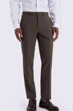 Tailored Fit Brown Seersucker Trousers