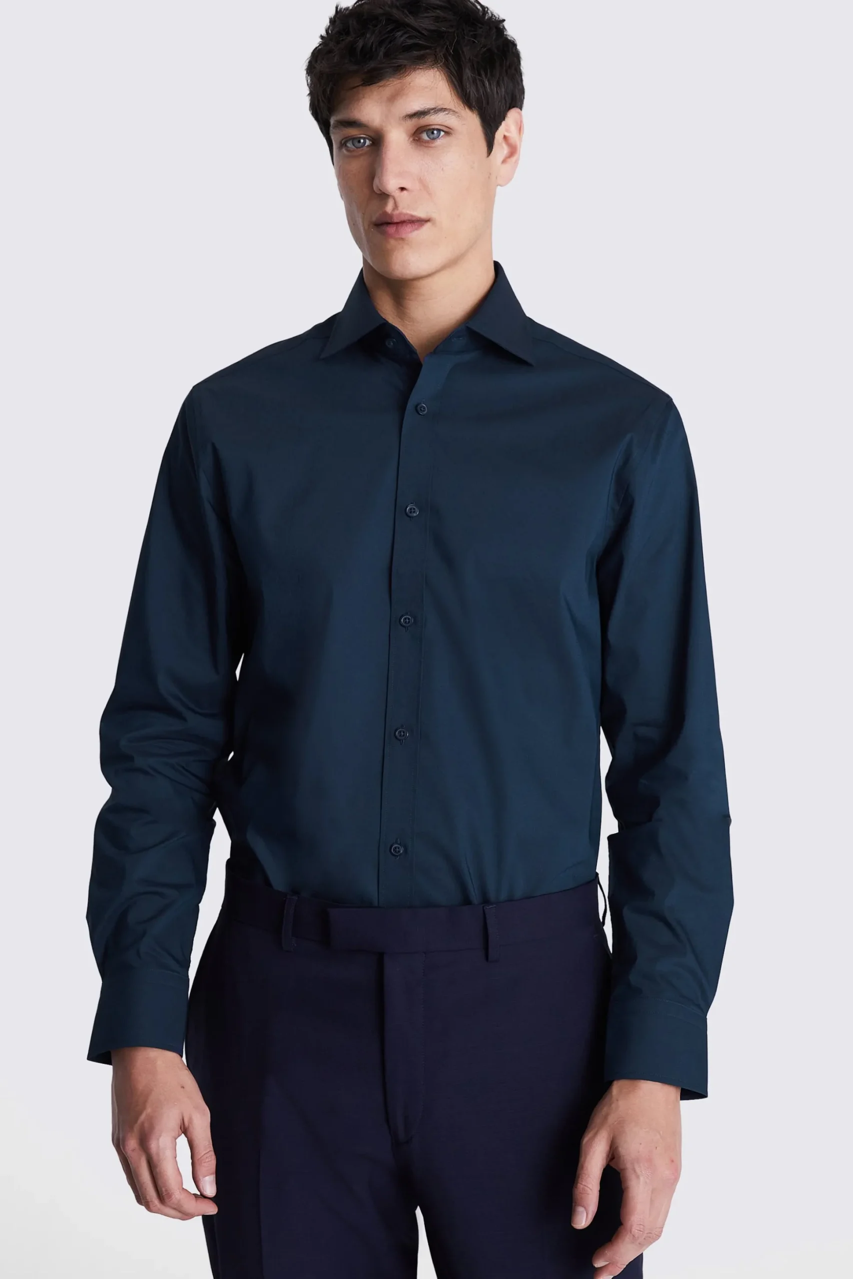 Tailored Fit Dark Blue Stretch Shirt