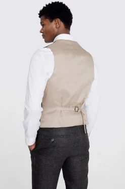 Tailored Fit Khaki Linen Waistcoat