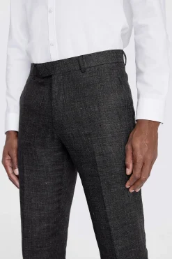 Tailored Fit Khaki Linen Trousers