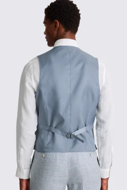 Tailored Fit Light Blue Linen Waistcoat