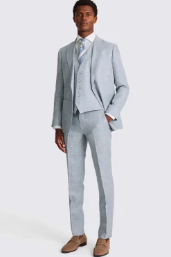 Tailored Fit Light Blue Linen Suit