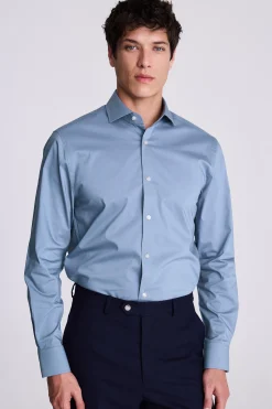 Tailored Fit Mid Blue Stretch Shirt