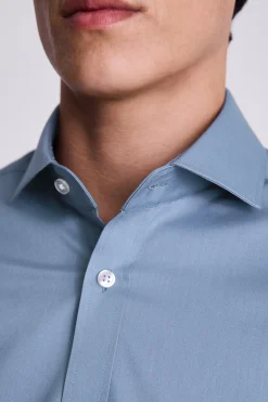 Tailored Fit Mid Blue Stretch Shirt