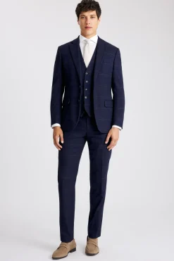 Tailored Fit Navy Black Check Suit
