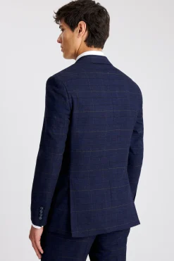 Tailored Fit Navy Black Check Suit