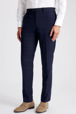 Tailored Fit Navy Black Check Trousers