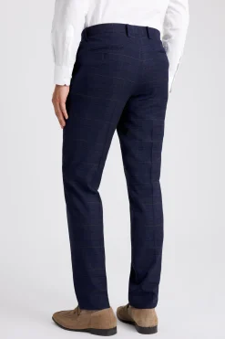 Tailored Fit Navy Black Check Trousers