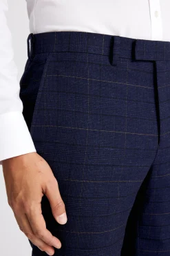 Tailored Fit Navy Black Check Trousers