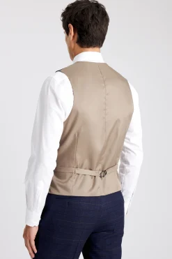 Tailored Fit Navy Black Check Waistcoat