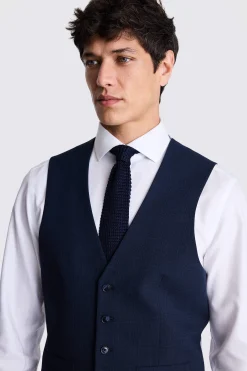 Tailored Fit Navy Check Waistcoat