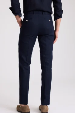 Tailored Fit Navy Matte Linen Trousers