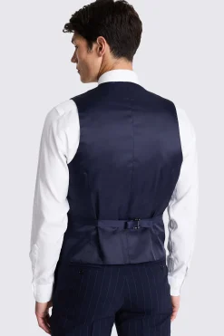 Tailored Fit Navy Stripe Performance Waistcoat