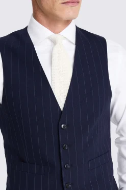 Tailored Fit Navy Stripe Performance Waistcoat