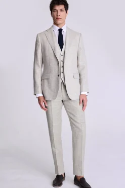 Tailored Fit Neutral Linen Suit
