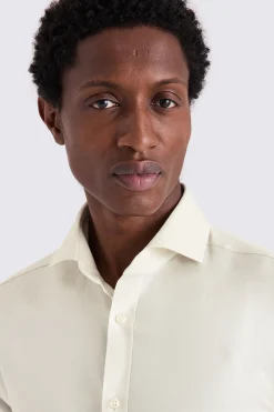 Tailored Fit Off White Twill Stretch Shirt