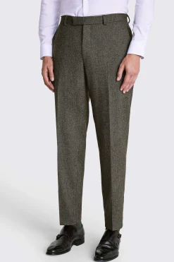 Tailored Fit Olive Herringbone Suit