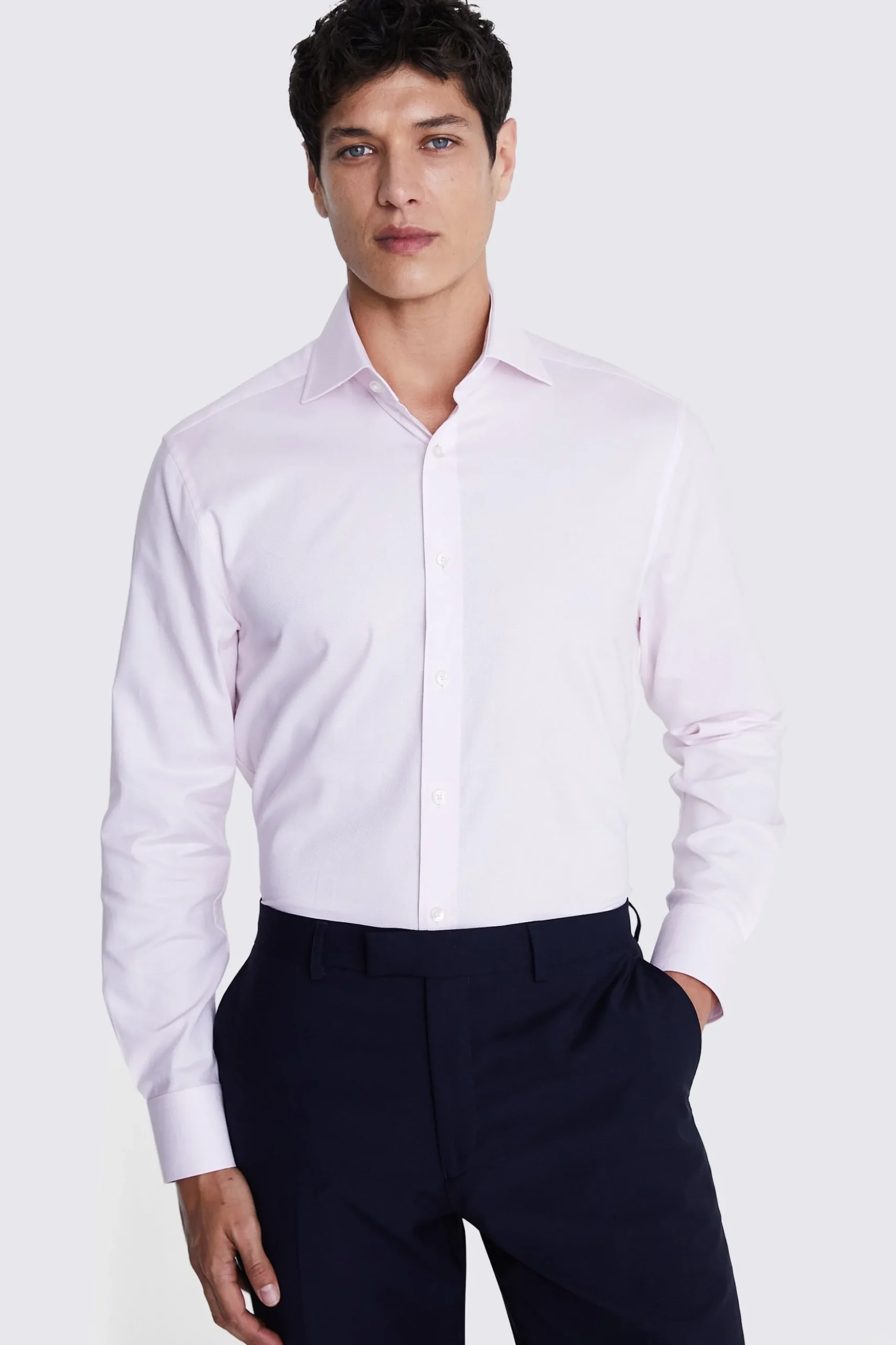 Tailored Fit Pink Dobby Stretch Shirt