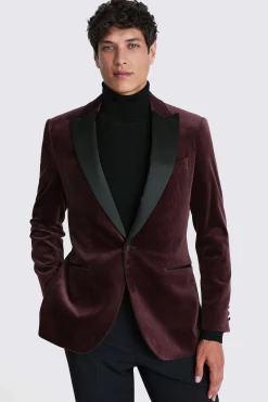 Tailored Fit Plum Velvet Jacket
