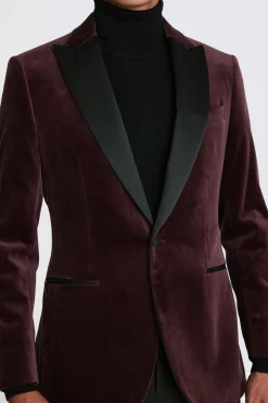 Tailored Fit Plum Velvet Jacket