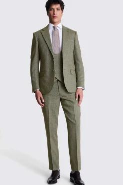 Tailored Fit Sage Herringbone Suit