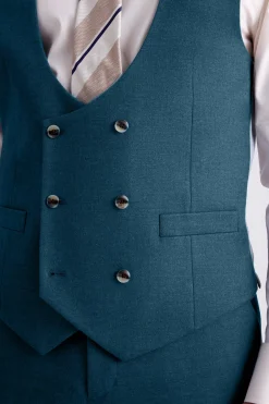 Tailored Fit Teal Flannel Waistcoat