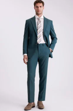Tailored Fit Teal Flannel Suit