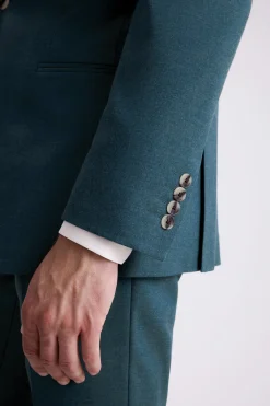 Tailored Fit Teal Flannel Suit
