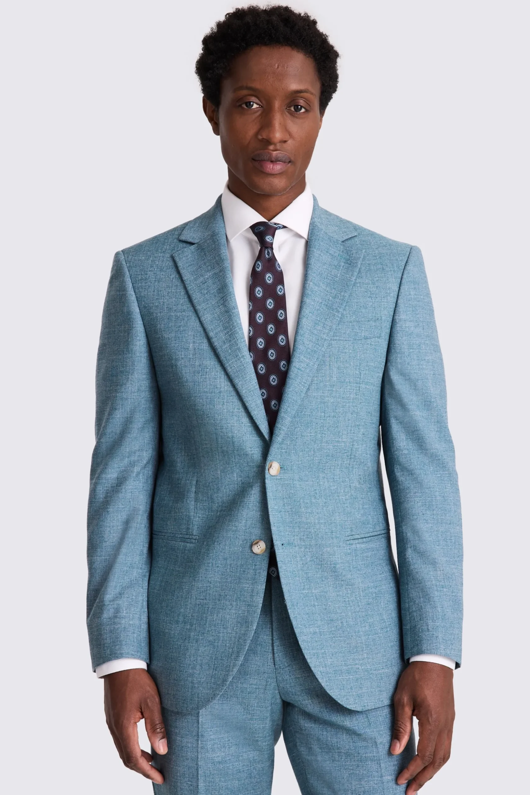 Tailored Fit Teal Slub Suit