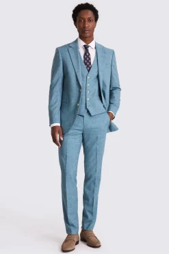 Tailored Fit Teal Slub Suit