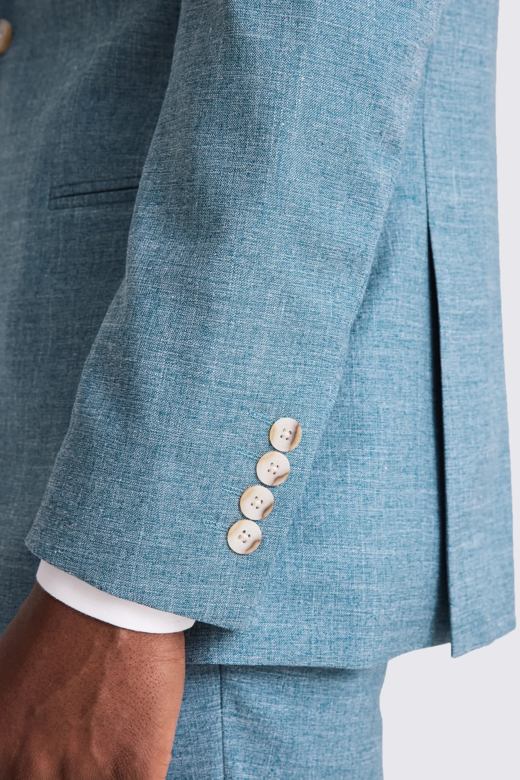 Tailored Fit Teal Slub Suit