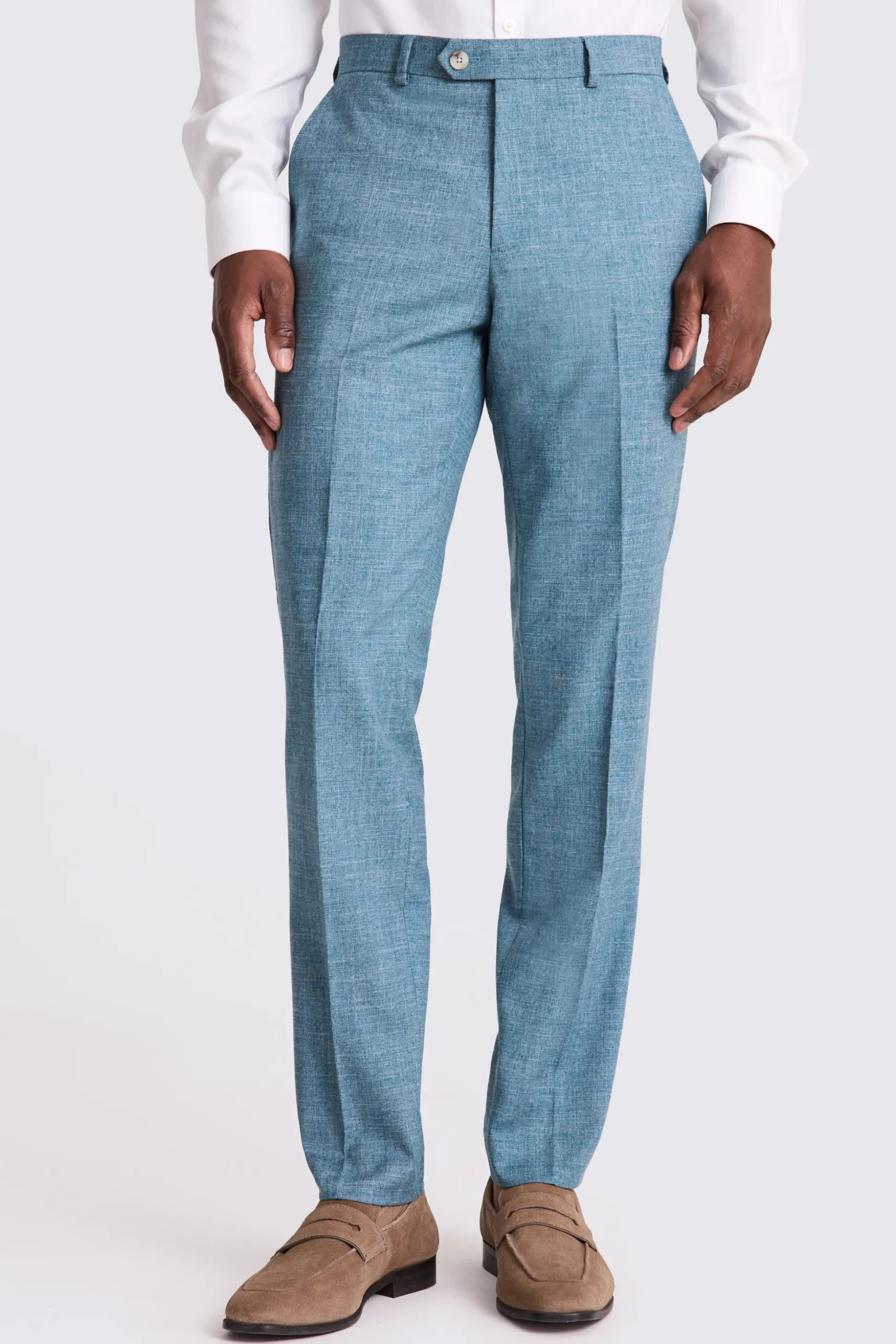 Tailored Fit Teal Slub Suit