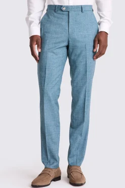 Tailored Fit Teal Slub Trousers
