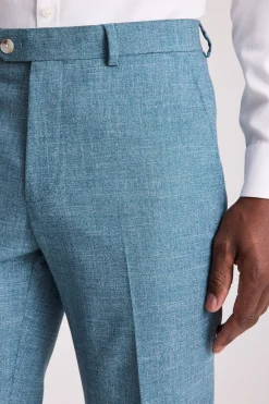 Tailored Fit Teal Slub Trousers
