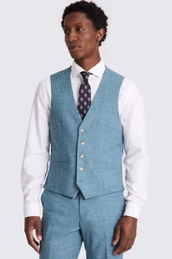 Tailored Fit Teal Slub Waistcoat