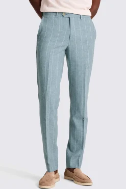 Tailored Fit Teal Stripe Linen Suit