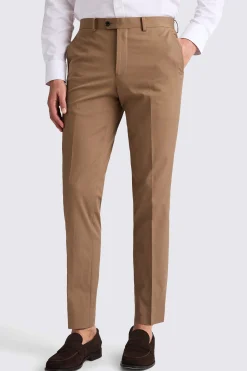 Tailored Fit Tobacco Cotton Trousers