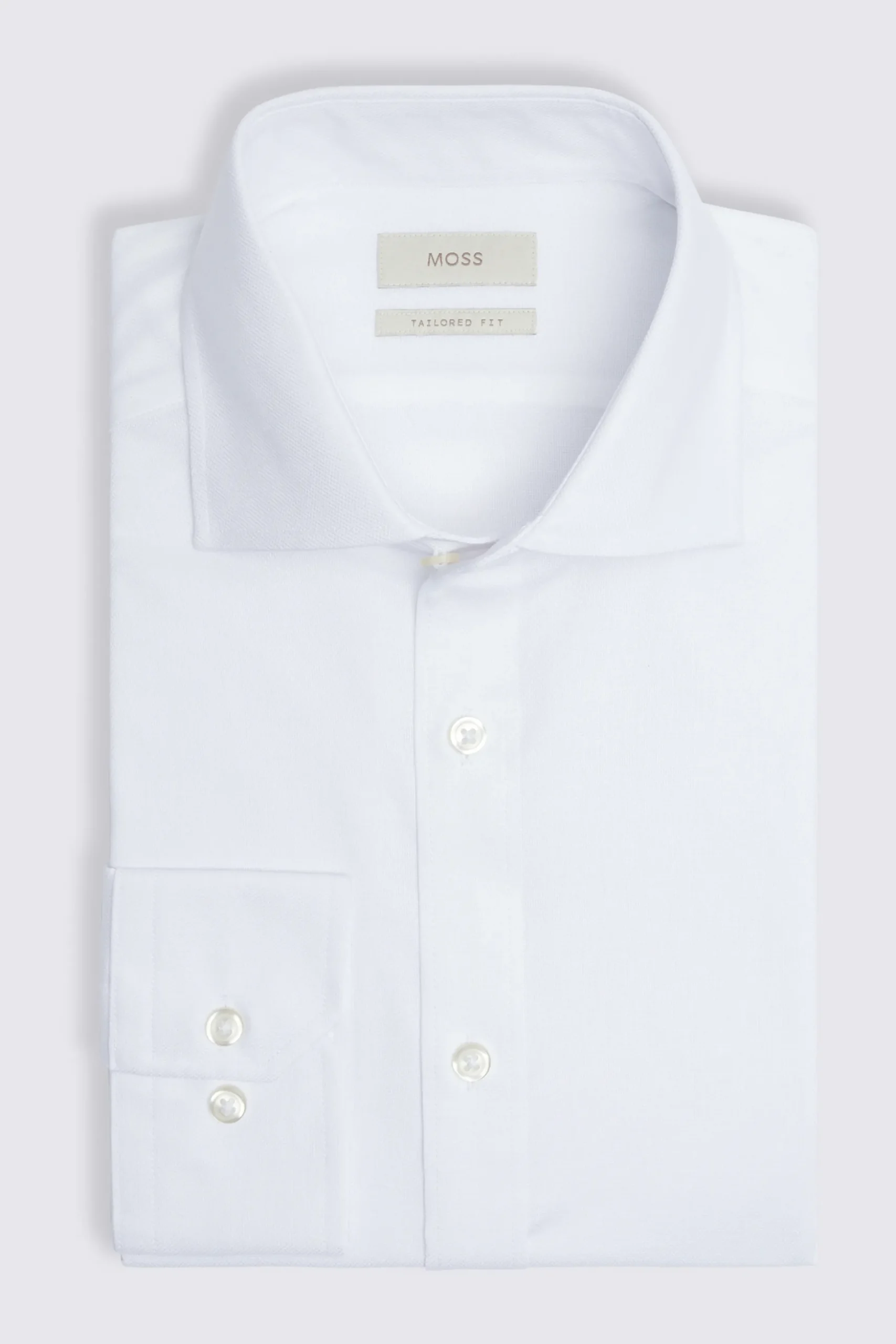 Tailored Fit White Dobby Stretch Shirt