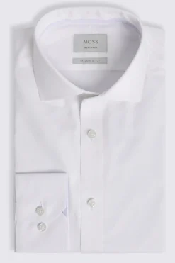 Tailored Fit White Pinpoint Contrast Non Iron Shirt