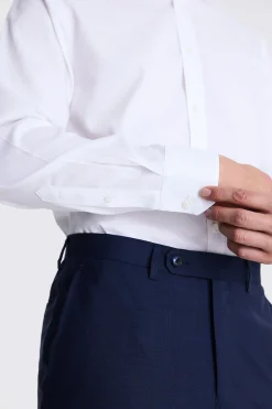 Tailored Fit White Pinpoint Oxford Contrast Non Iron Shirt