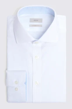 Tailored Fit White Pinpoint Oxford Contrast Non Iron Shirt