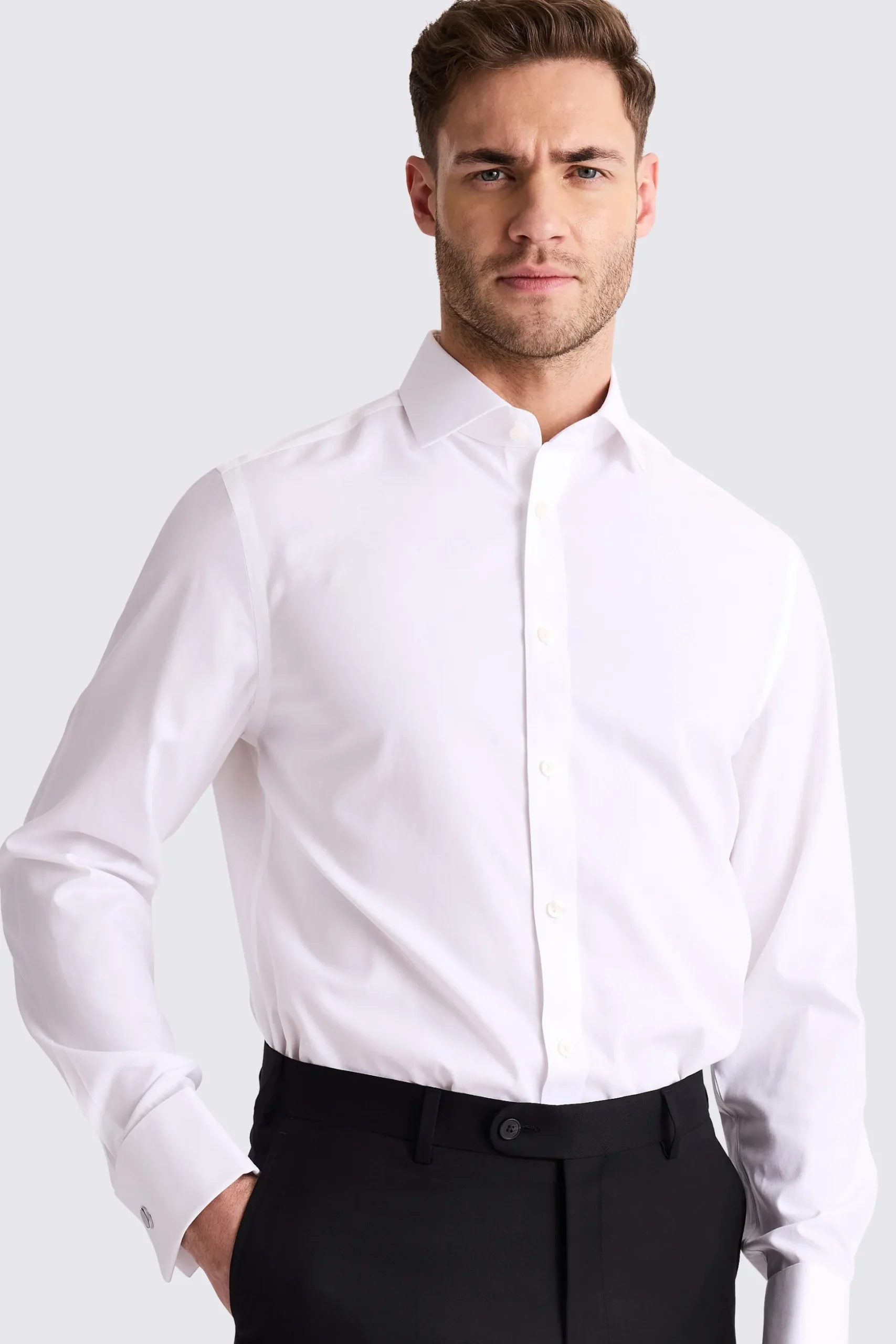 Tailored Fit White Pinpoint Oxford Non-Iron Shirt