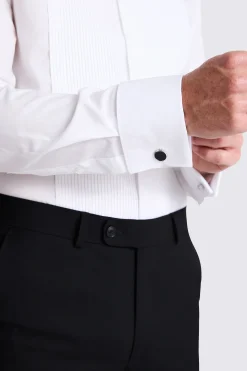 Tailored Fit White Pleated Dress Shirt