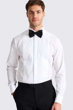 Tailored Fit White Pleated Dress Shirt