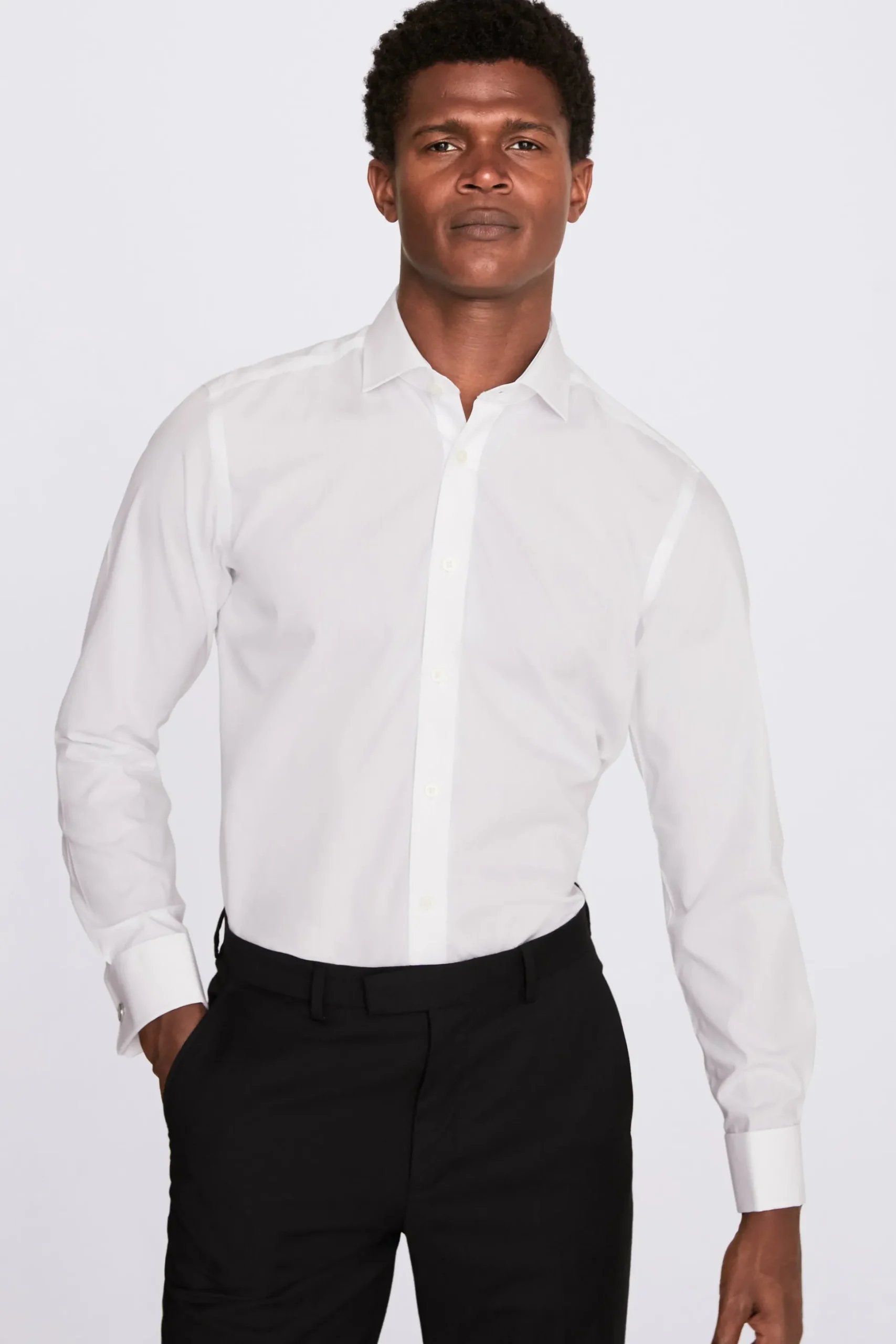 Tailored Fit White Poplin Non-Iron Shirt