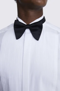 Tailored Fit White Wing Collar Pleated Dress Shirt