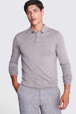 Taupe Merino Polo Shirt